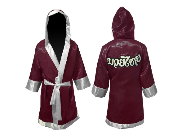 Kanong Custom Boxing Fight Robe : Maroon-White
